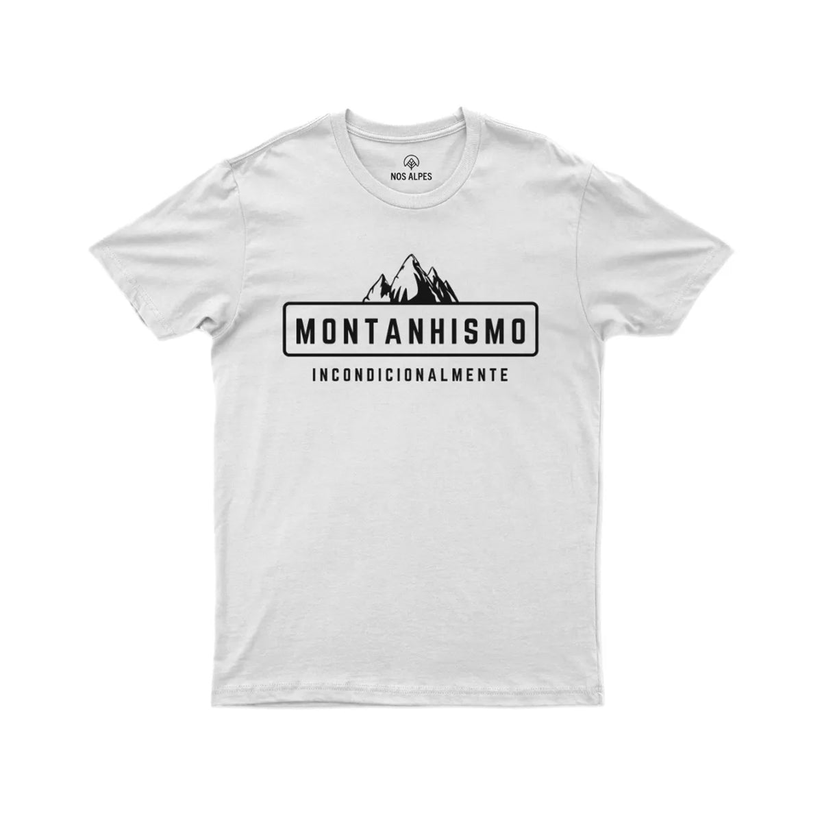 Camiseta Masculina Montanhismo Incondicionalmente Nos Alpes, branca